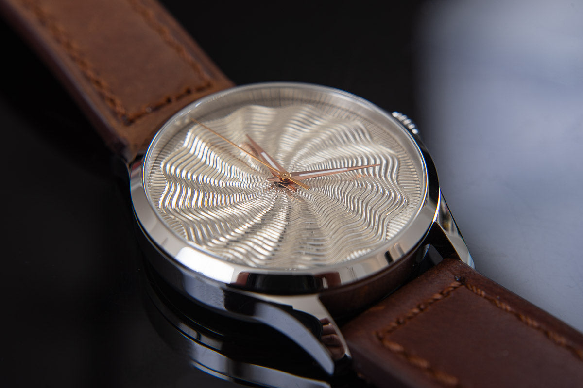 trenyo Tidal Free-hand Guilloche dial with 925 silver